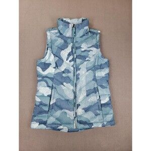 North Face 550 Vest Womens XS Blue Camo Down Puffer Sleeveless Jacket Winter